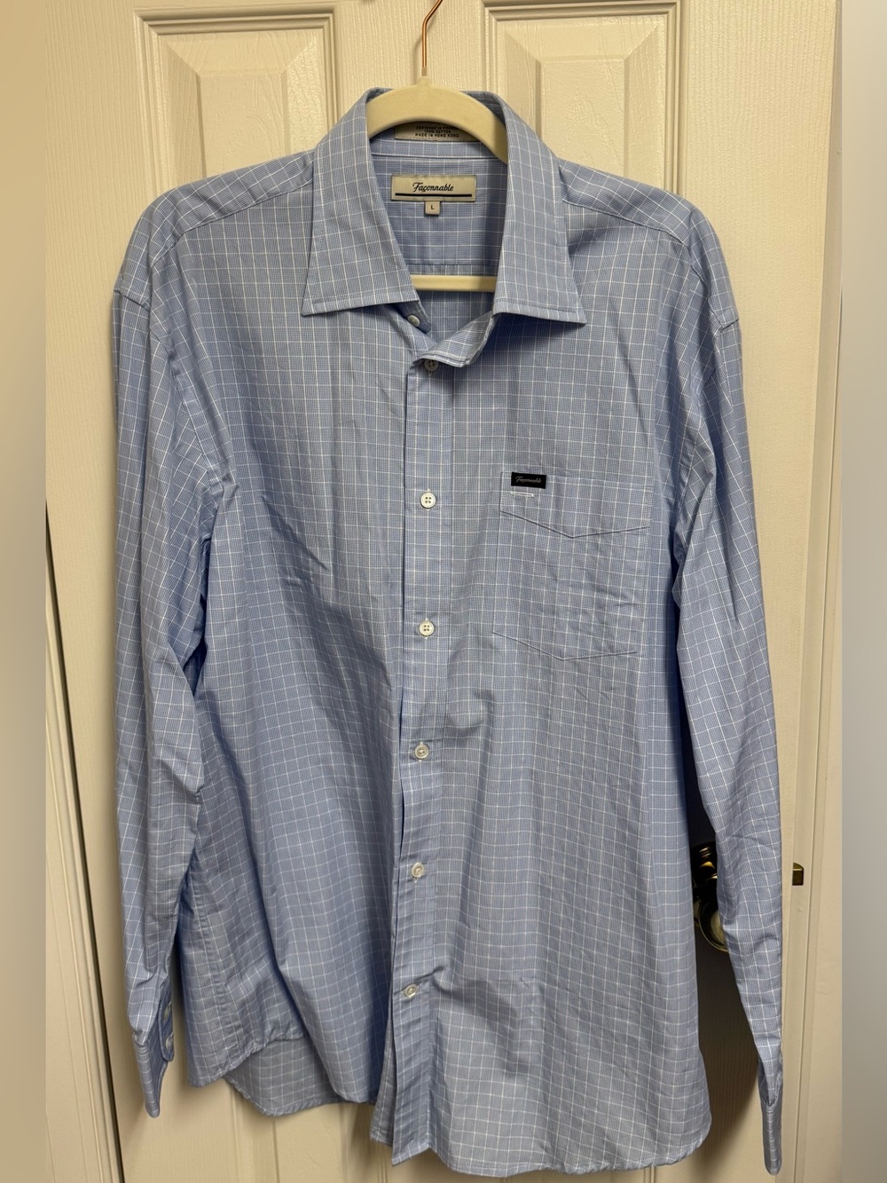 Faconnable Blue Windowpane Dress Shirt